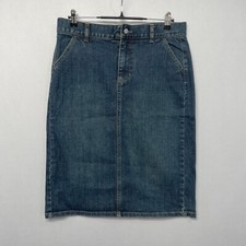 GAP Women Midi Jean Skirt Size 8 Blue Denim Y2K Preppy M277 -29