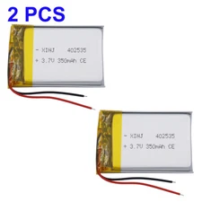 2pcs 3.7v 350mah 1.29Wh Rechargeable Li-ion Battery 402535 For Bluetooth Headset