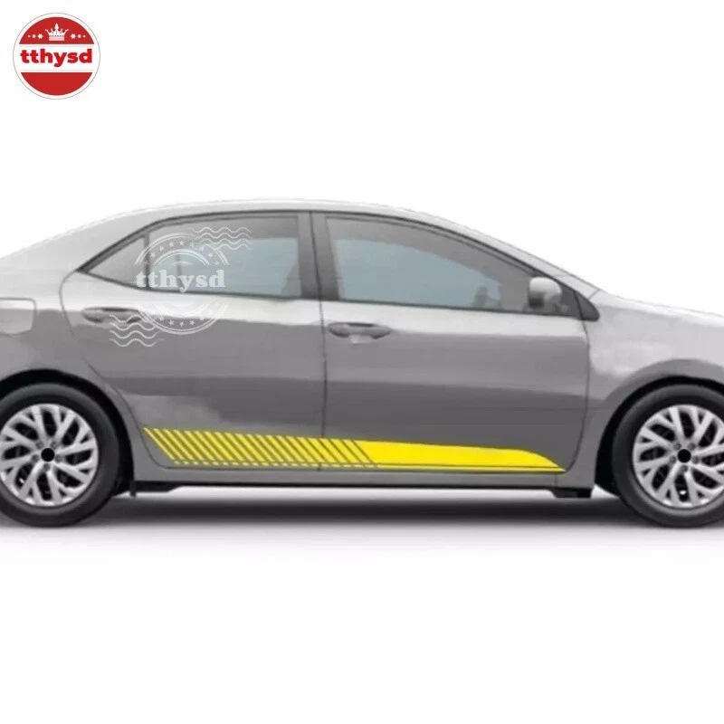 Calcomanías a rayas faldón lateral pegatina puerta coche deportivo carreras 2 piezas para Toyota Corolla Foto 3 de 4