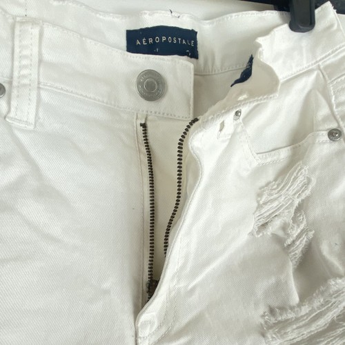 Aeropostale Damen 2 Jeansshorts Aero Cheeky weiß Destroyed Löcher distressed - Bild 5 von 13