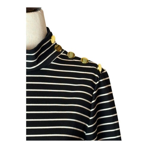 Kate Spade Broome Street Kleid Damen klein schwarz elfenbein gestreift Stehkragen Strick - Bild 6 von 10