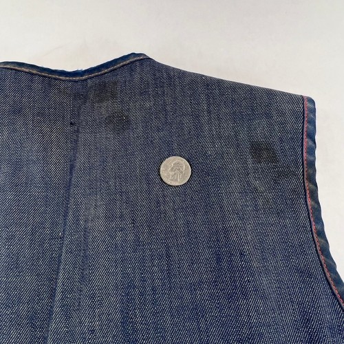 Medium Wash Vintage 70s 80s Wrangler-Style Denim Blue Vest Sherpa Lined - Picture 7 of 8