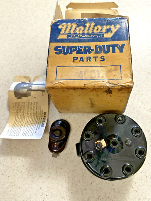 NOS 8 Cyl. ZC ,YC , Double Life Rev-Pol. Distributor Cap & Rotor  Mallory # 4001