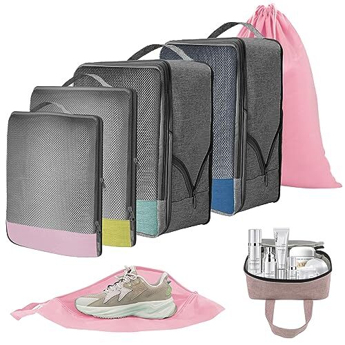 Compression Packing Cubes for Suitcases, 7 Set Travel Organizer Cubes for-image