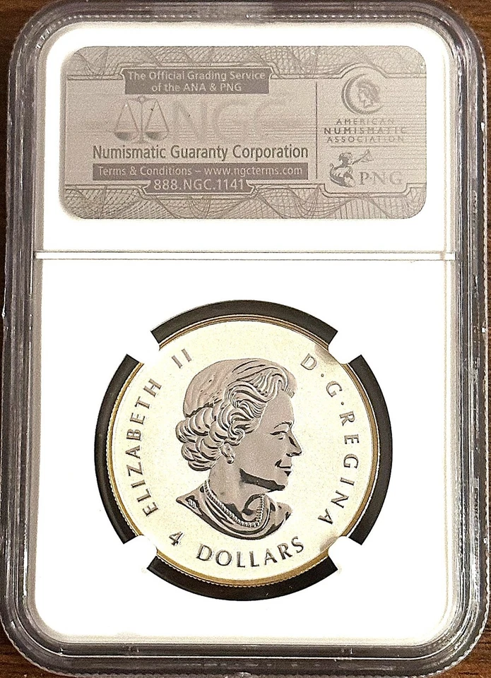 2014 Canada $4 1/2oz Fine Silver Gilt Maple Leaf Reverse Proof ER NGC PF 69 - Image 2 of 2
