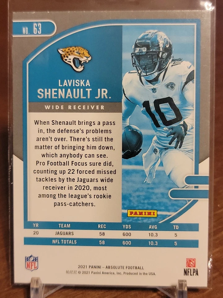Laviska Shenault Jr. Green 2021 Absolute Football Card Jacksonville Jaguars - Image 2 of 2