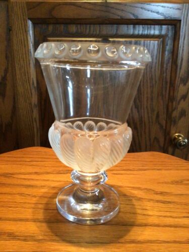 Vintage Mid Century Cristallo Di Censo Crystal Vase Feather Panel Design Signed - Picture 2 of 7