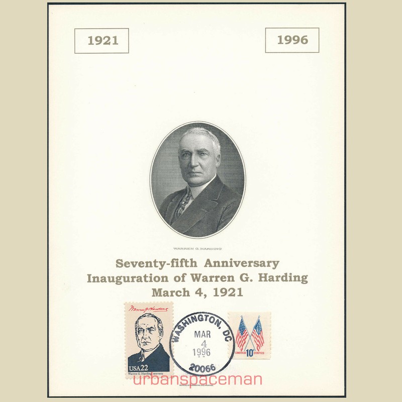 BEP Souvenir Card PV28 Warren G. Harding Overprint 75th Anniversary Inauguration