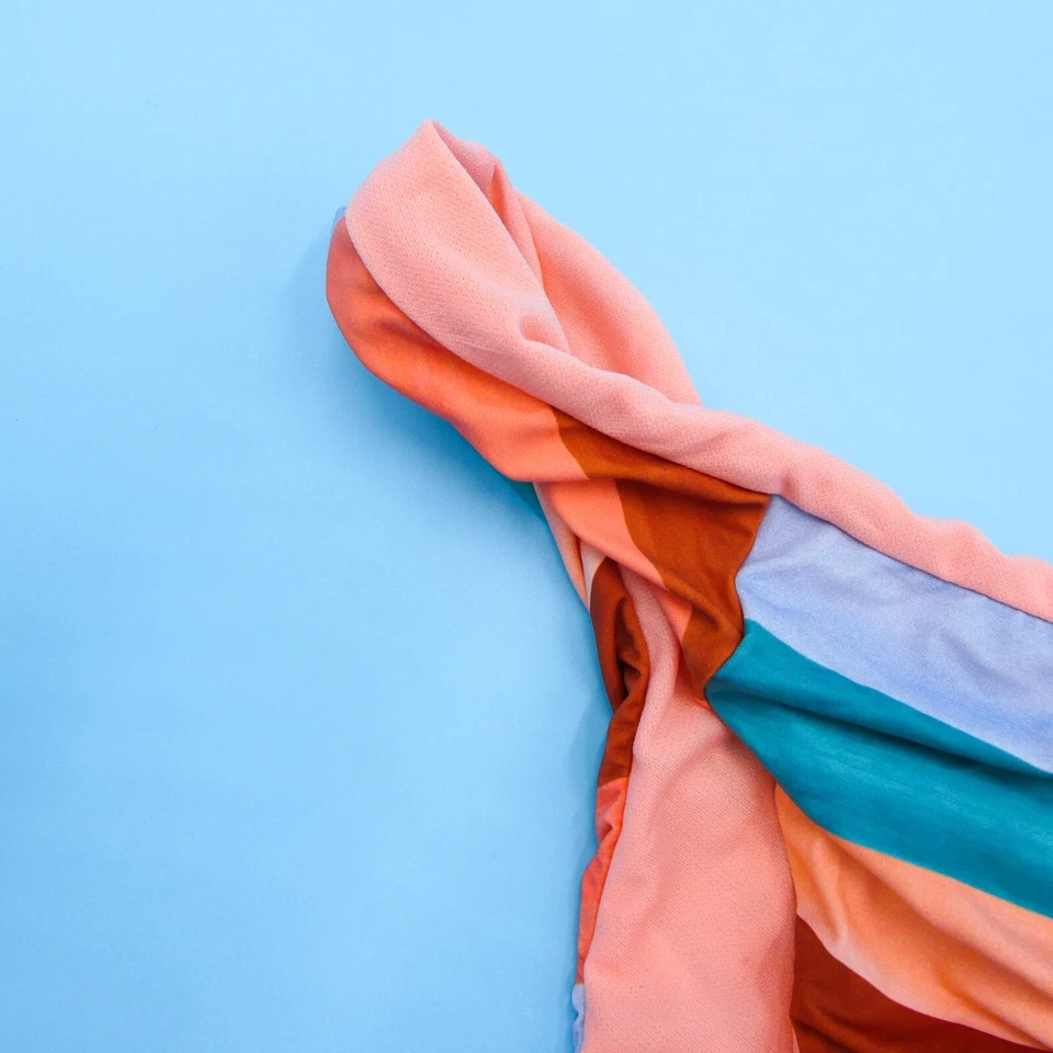 Traje de baño inferior de bikini con volantes brasileño a rayas azul naranja Lucky Brand XS Foto 3 de 4