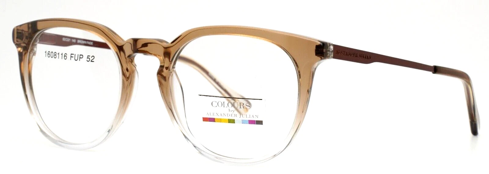 COLOURS by Alexander Julian Elmas Brown Fade Unisex Round Eyeglasses 52 21 140