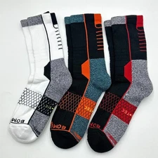 BOMBAS 3 Pairs Men's Cushion All-Purpose Performance Calf Socks Size L 9.5-13