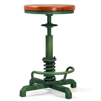 Topower Industrial Retro Vintage Farm Wooden Seat Tractor Stool Kitchen Swivel