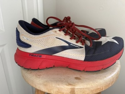 Brooks Trace 2 Texas Star Running Shoe Men's 9.5 USA Red White Blue 1103881D689