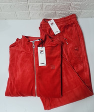 Fila Men's Velour Sweatsuit Tracksuit Red Set Velvet Size 4XL NWT