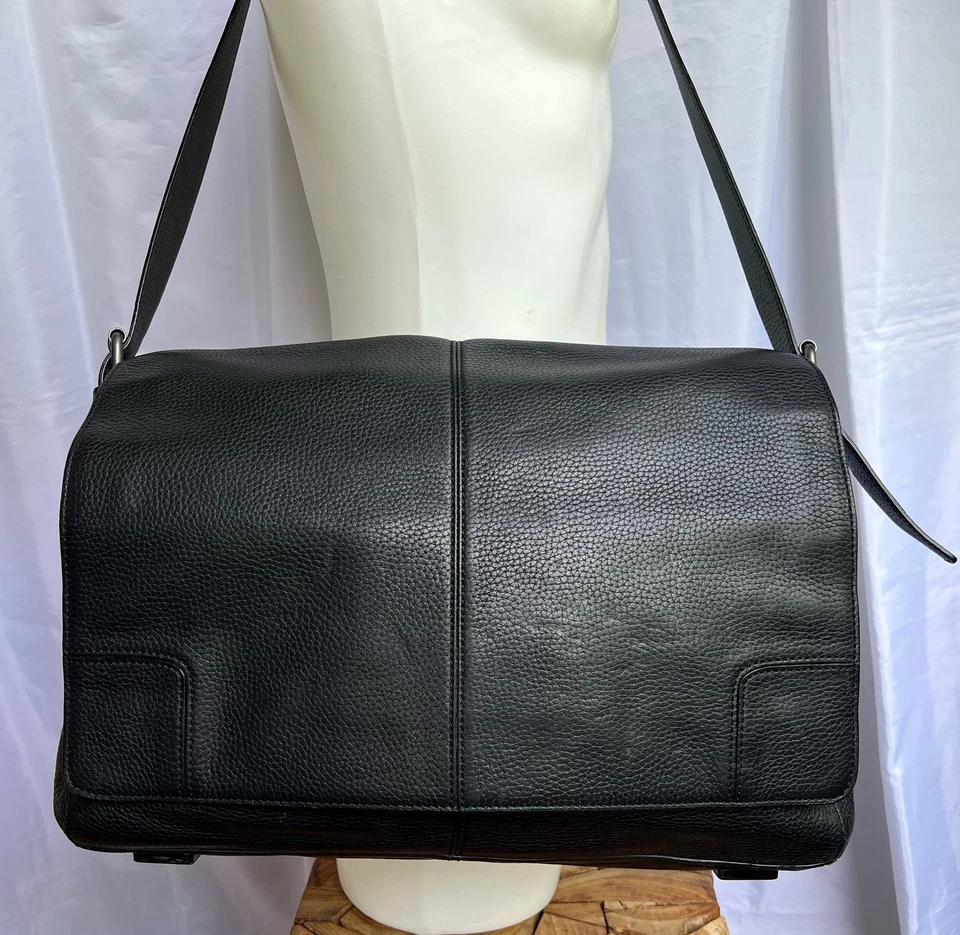 Hugo Boss Vintage Messenger Tasche Schwarz Leder Umhänge Tasche Herren  Vachette - Bild 4 von 4