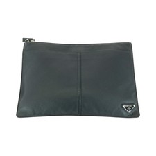 Prada Vitello City Leather Clutch Men Black One Size
