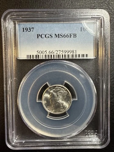 1937 MERCURY DIME – PCGS MS66 FB | GEM BU | FULL BANDS | SILVER!!