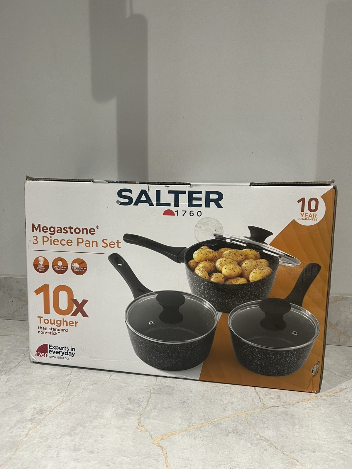 Cacerola Salter 3 Piezas Antiadherente Megastone Forjado Aluminio 16/18/20 cm ver desc