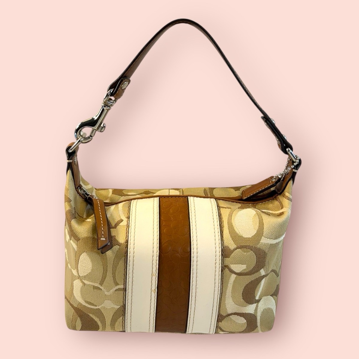 COACH Y2K Vintage Optic Art Signature Stripe Mini Hobo Top Handle