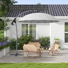 Image of Outsunny 2.7m Garden Cantilever Banana Parasol with Cross Base Crank Handle