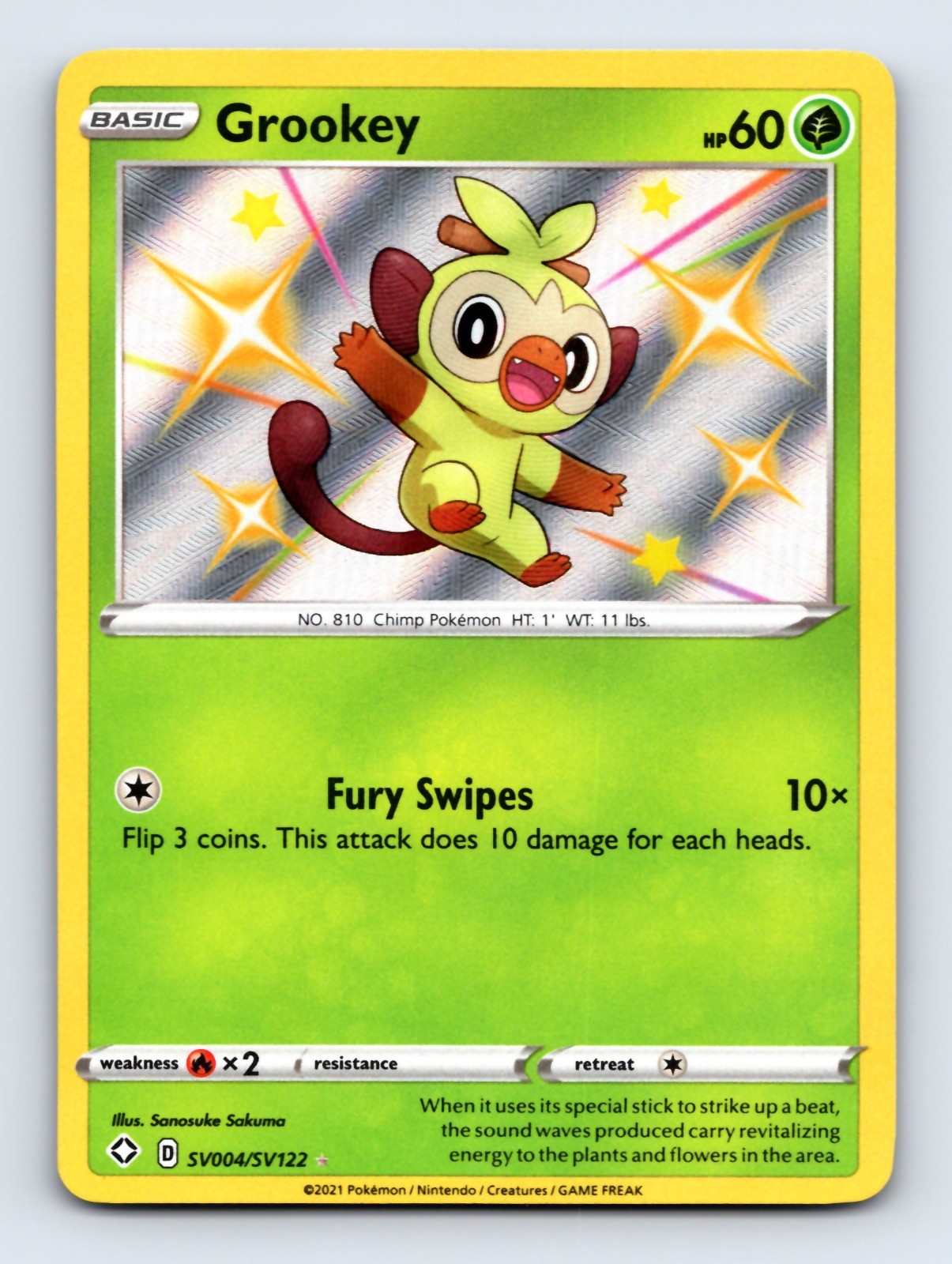 Grookey Shiny Holo Rare Shining Fates: Shiny Vault SV004/SV122 NM
