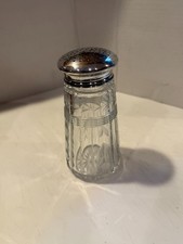 Vintage Etched Glass Salt OR Pepper Shaker Clear Glass Very Pretty 5.5"H BASE 3"