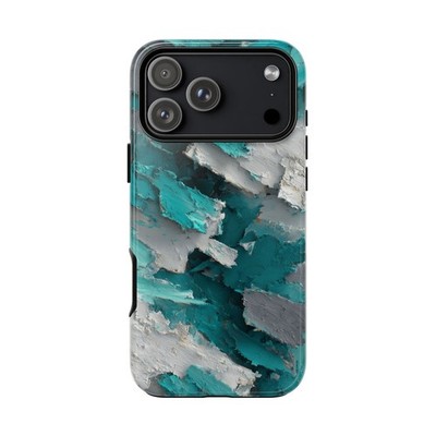 For iPhone/Galaxy/Pixel - Custom Case - Turquoise Blue White Pastel Paint