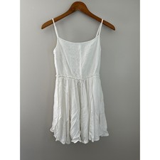 Lulus Mini Dress Women's M White EUC Smocked Bodice Ruffle Waist Boho Summer
