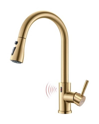 Touchless Gold Kitchen Faucet with Pull Down Sprayer Motion Sensor Hands-Free...