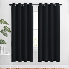 Black Out Curtains 72 Inch Long - Thermal Insulated Solid Grommet Black