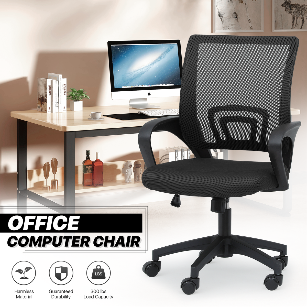 Adjustable Height Swivel Computer Home Office Ergonomic Desk Mesh