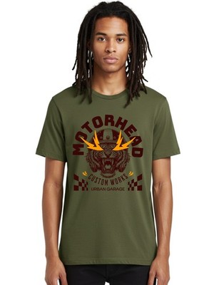Motorhead-Custom-Works Mens Graphic Tee,100% Cotton,Casual Summer Wear