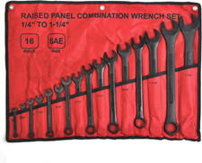 16-piece Sae Combination Wrench Set With Roll-up Pouch 14 To 1-14