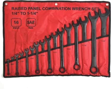 16-Piece SAE Combination Wrench Set with Roll-Up Pouch, 1/4" to 1-1/4