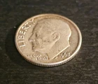 1963 D ROOSEVELT DIME, 90% Silver in circulated condition