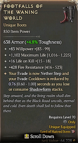 🔥 Diablo 4 Season 13 🔥FOOTFALLS OF THE WANING WORLD   1GA / 4GA