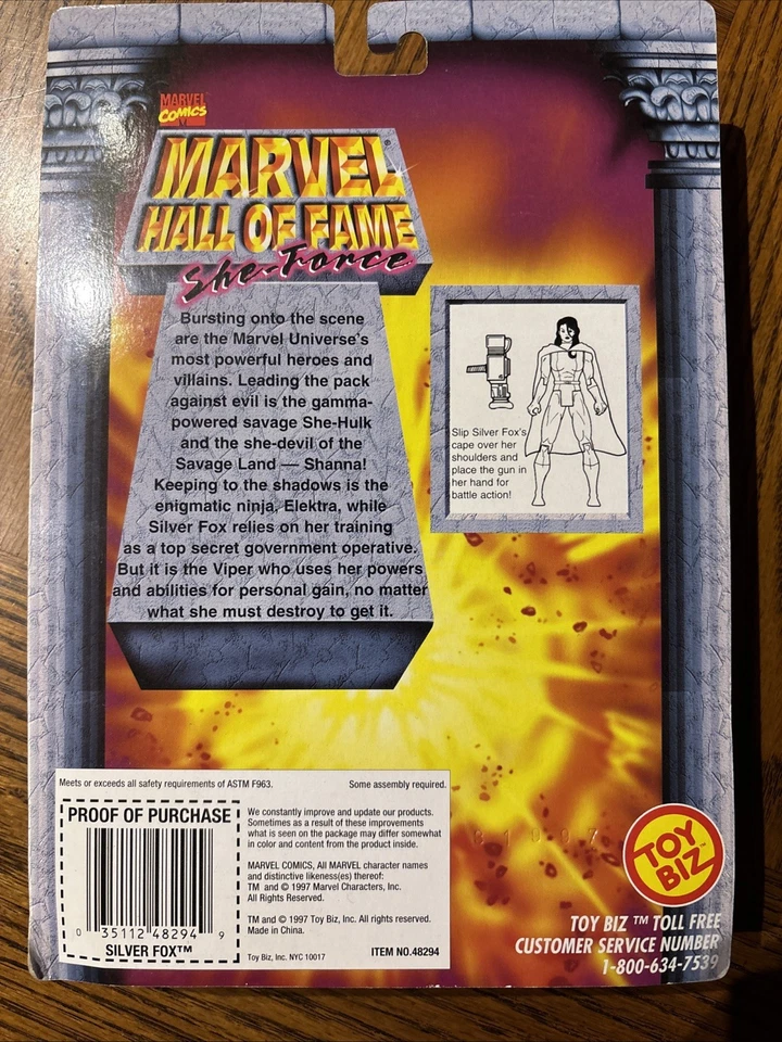 Figura de acción Marvel Hall of Fame She-Force Silver Fox Toy Biz 1997 nueva en caja nueva rara Foto 3 de 3