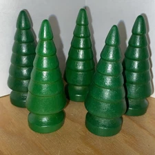 5 Green Wooden Trees for Thomas Train Railroad Tracks Brio Wood