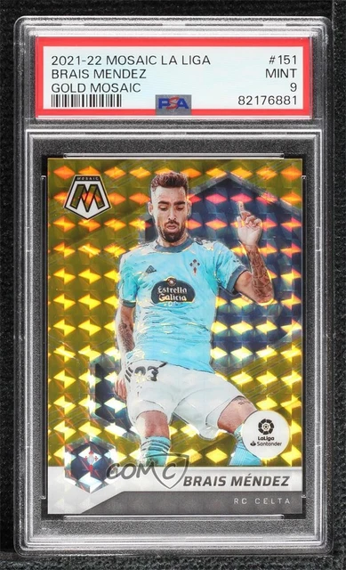 2021-22 Panini Mosaic La Liga Gold Prizm 4/10 Brais Mendez #151 PSA 9 MINT z1b