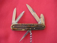 CARL SCHMIDT SOHN SOLINGEN 6 BLADE MULTI TOOL  STAG HANDLES  KNIFE