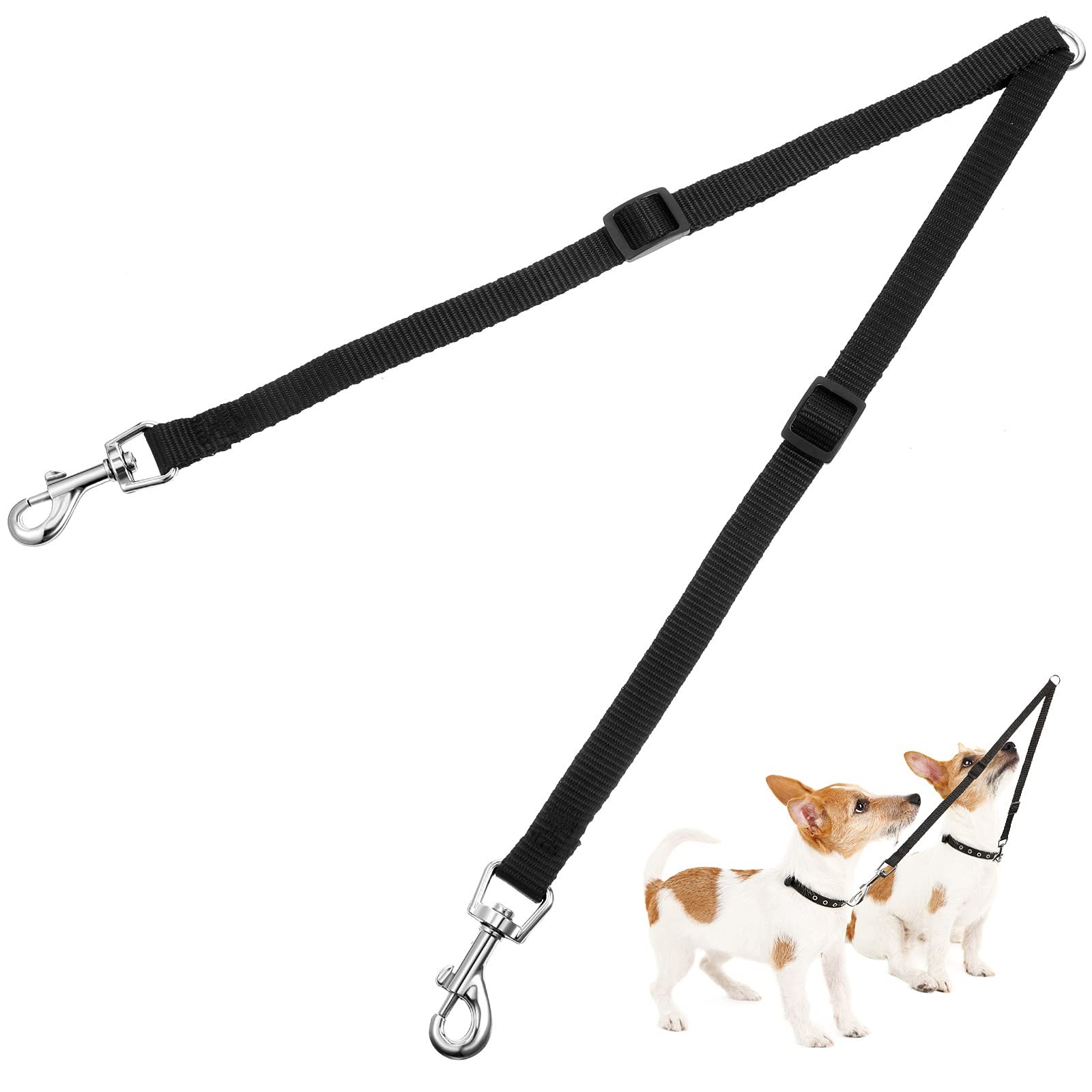 Double laisse réglable sans enchevêtrement coupleur nylon deux chiens