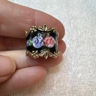 Vintage Silver 925 Gold Vermeil Floral Enamel Ring Hand Painted Size 6