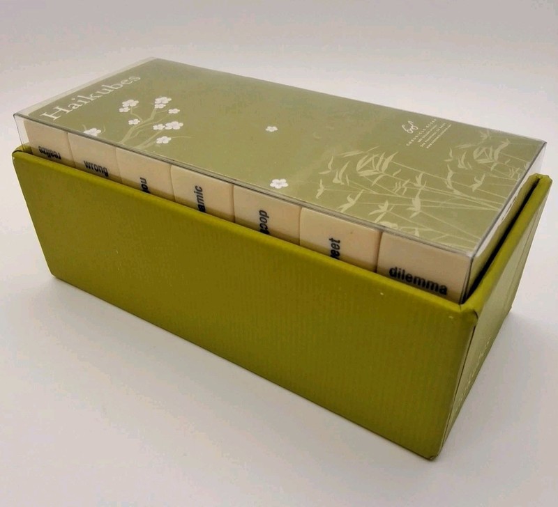 Japanese Haikubes Word Game, Complete Set of 63 Cubes in Originl Box & Instrctns