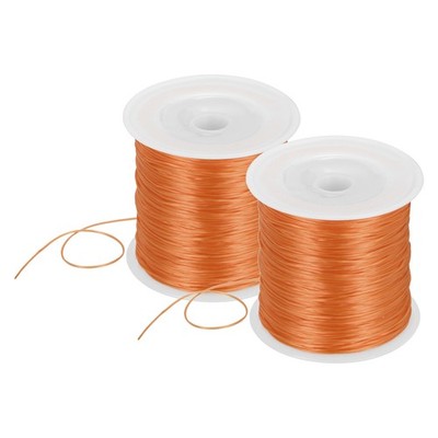 2 Rolls Elastic String for Bracelets, 0.8mm Stretch Bead Cord Orange, 120m