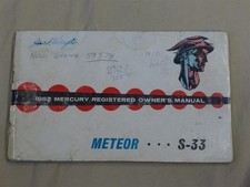 Vintage 1962 Mercury Meteor S-33 Registered Owners Manual