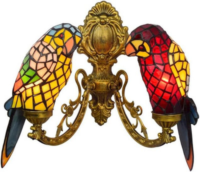 Tiffany Style Wall Sconce, Vintage Parrot Design Wall Light with Stained Glass S