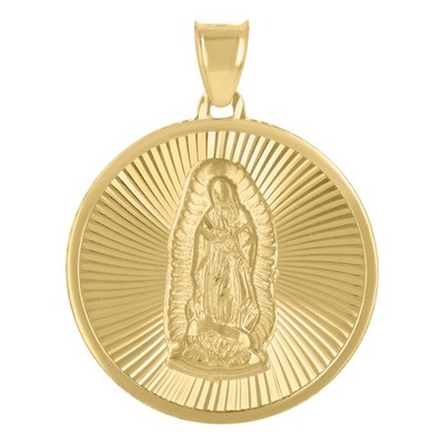 10kt Gelbgold Herren Guadalupe religiös rund Medaillon Charm Anhänger