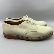 Brooks Brothers Classic Bucks Oxford Men Size 9 D/B Cream Suede Plain Toe Shoes