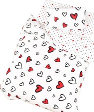 Red Heart Cute Girls Cartoon Duvet Cover Pillowcase Set, Zipper Closure, 10...