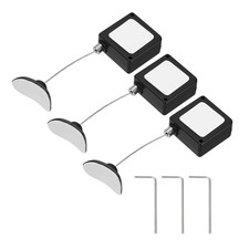 3Pcs 3.3 ft Retractable Remote Control Tether Remote Cable Lock with Cap Black